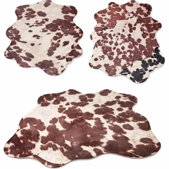Handmade Faux Cowhide Placemats Set of 5 | Western Rustic Farmhouse Decor - Picture 3 of 5
